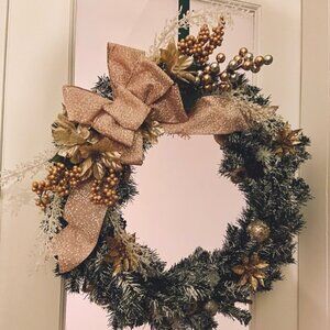 Custom hand made Christmas wreath champagne colors
